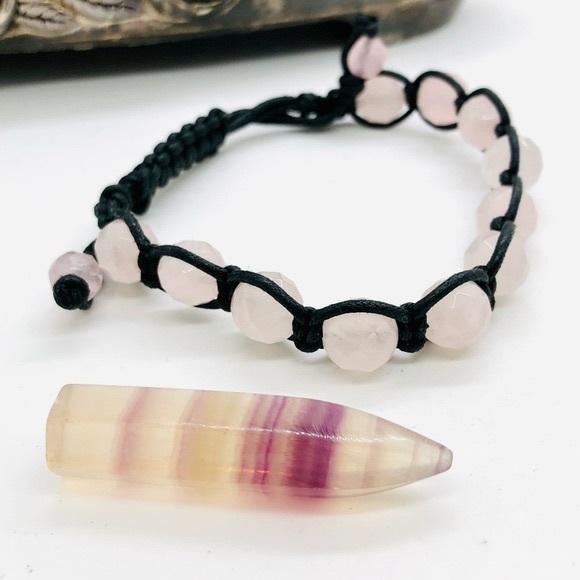 Vintage Rose Quartz Bracelet & Quartz Prism Stone - Picture 9 of 11